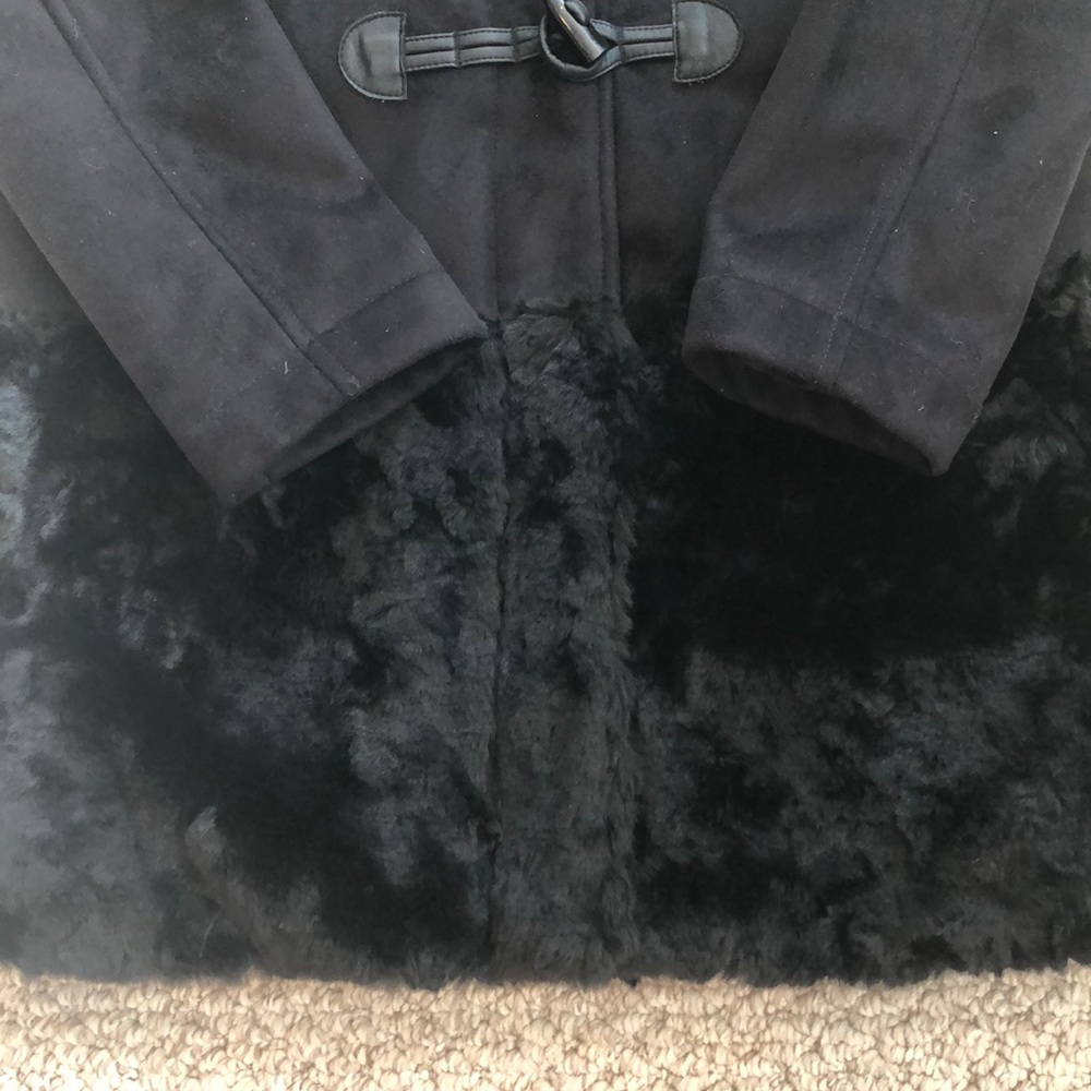 GapKids Girls’ Coat Black Faux Suede & Fur 14/16 - Picture 4 of 7